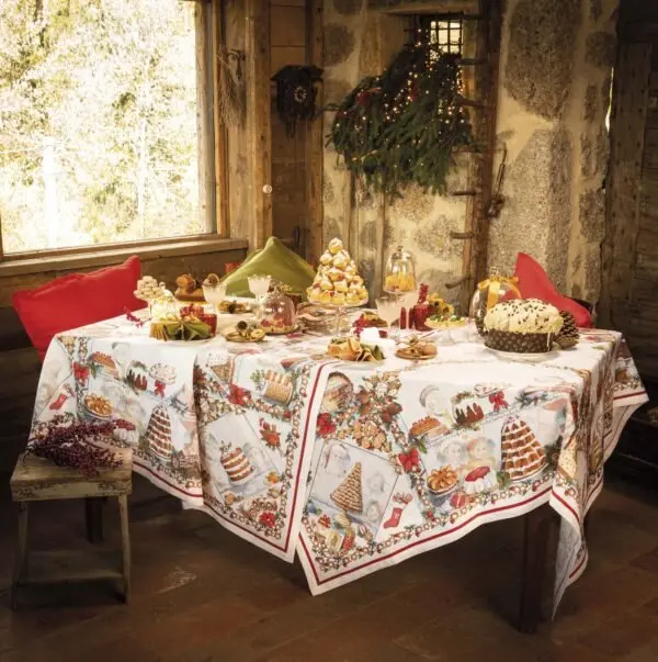Tessitura Toscana Telerie Tovaglia In Lino x12 Noel Gourmand