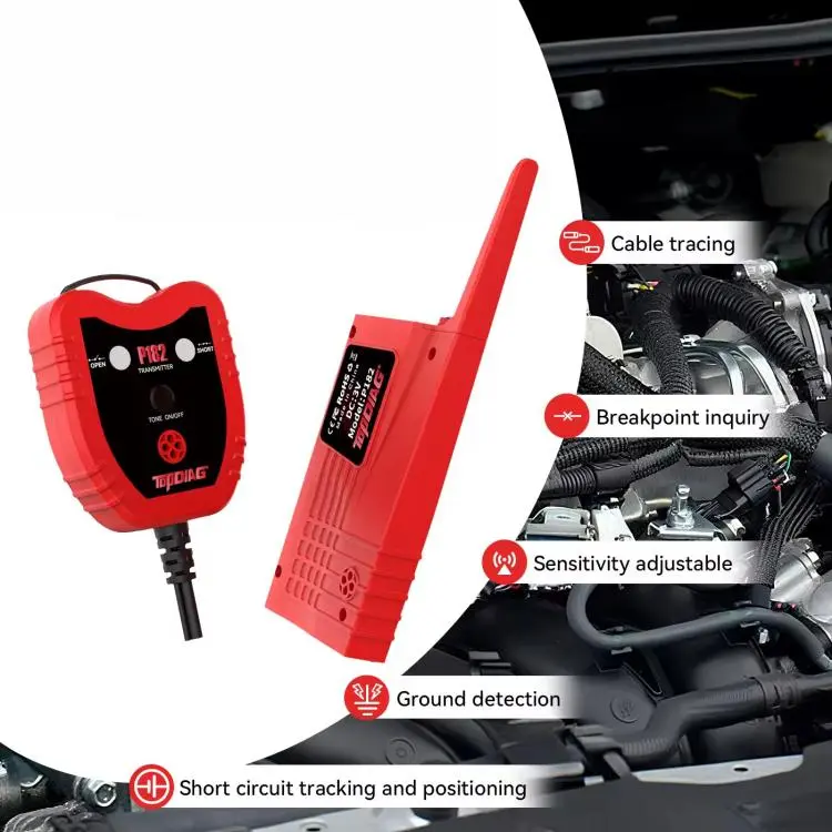 TopDiag P182 Strumento per la ricerca di cortocircuiti e circuiti aperti in ambito automobilistico, localizzatore di punti di interruzione dei cavi per auto e camion con sonde