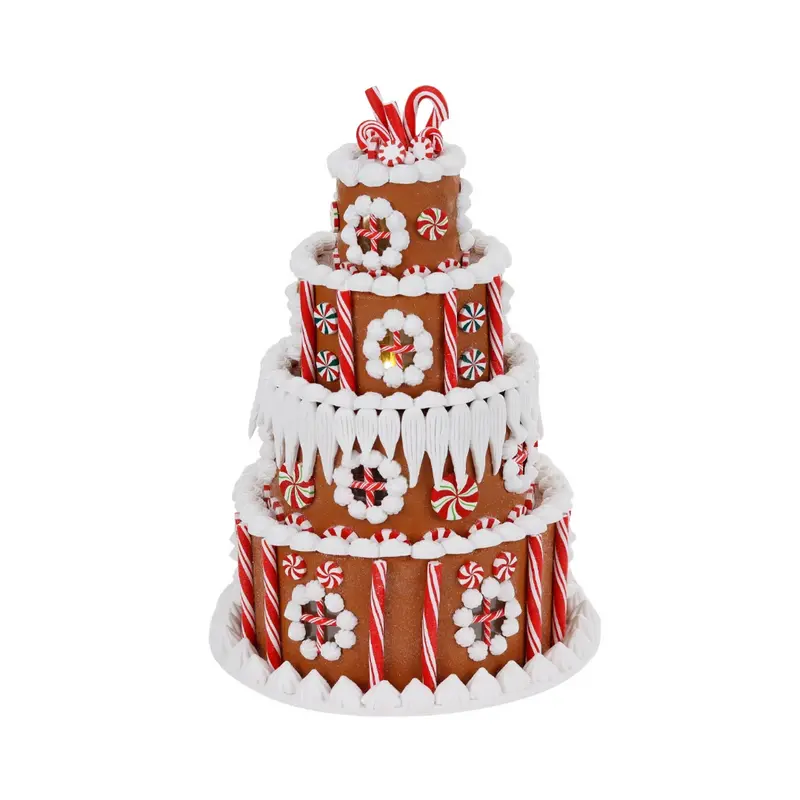 Torta Gingerbread Luminosa a LED a 4 Piani Decorazione Natalizia – Goodwill, 35,5cm