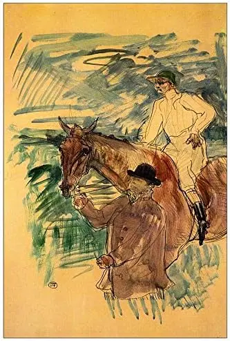 Toulouse-Lautrec The Jockey II Pannello Decorativo, Legno, Multicolore, 60x90 cm