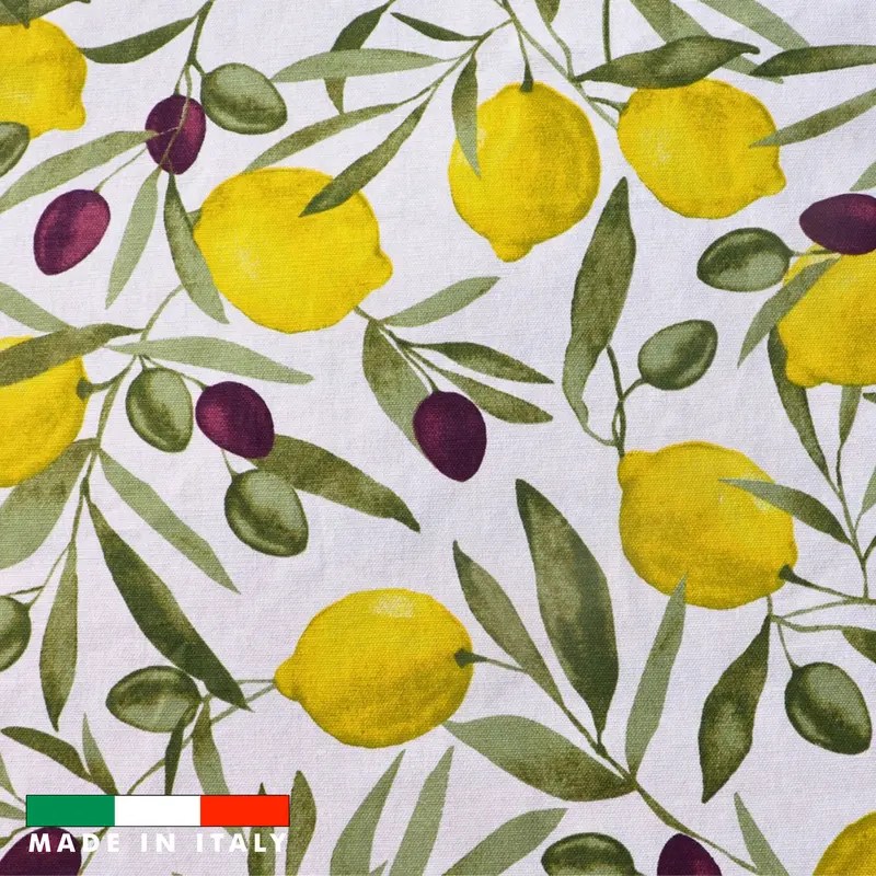 Tovaglia antimacchia resinata, fantasia Limoni, Made in Italy