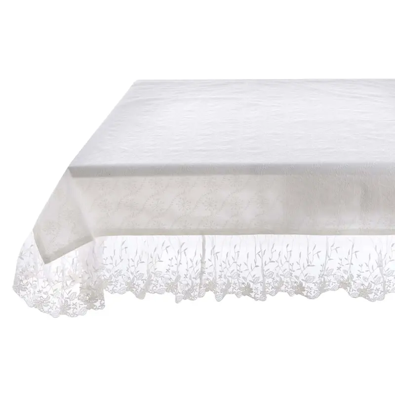 Tovaglia Quadrata in Cotone con Gala in Pizzo – Collezione Dentelle by Blanc MariClò, 140x140 cm