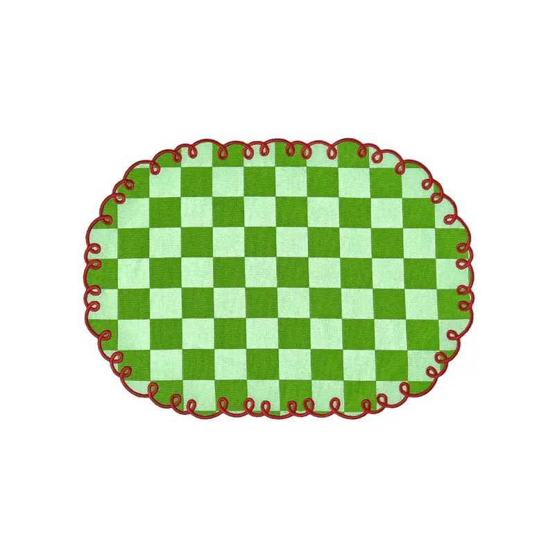 Tovagliette  verde scuro/verde menta con bordo ricamato set da 2 - Bitossi home