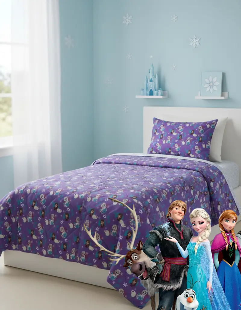 Trapunta Invernale Singola FROZEN 170x260 cm – Disney Ufficiale – 100% Micro Poliestere, Calda Imbottitura – Tema Elsa, Anna e Olaf