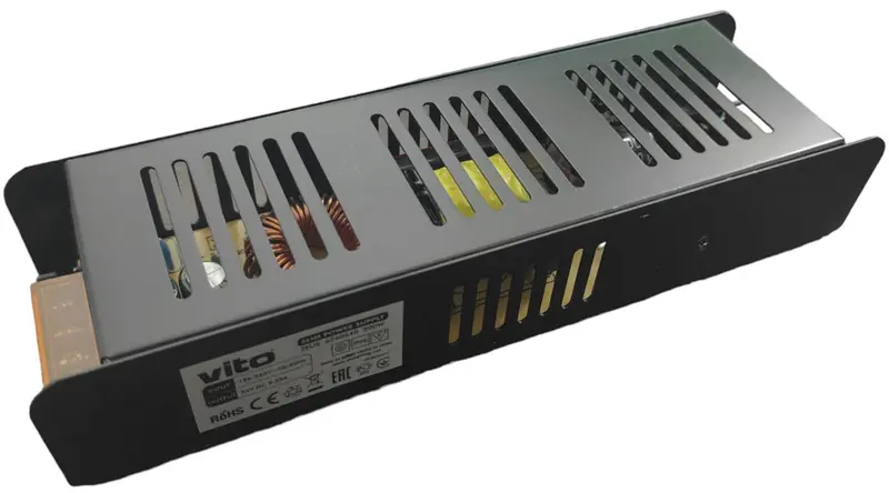 Trasformatore slim 24VDC 8.35A 200W in alluminio grigio