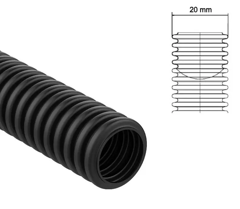 Tubo corrugato pieghevole senza tirafilo 20mm 50m