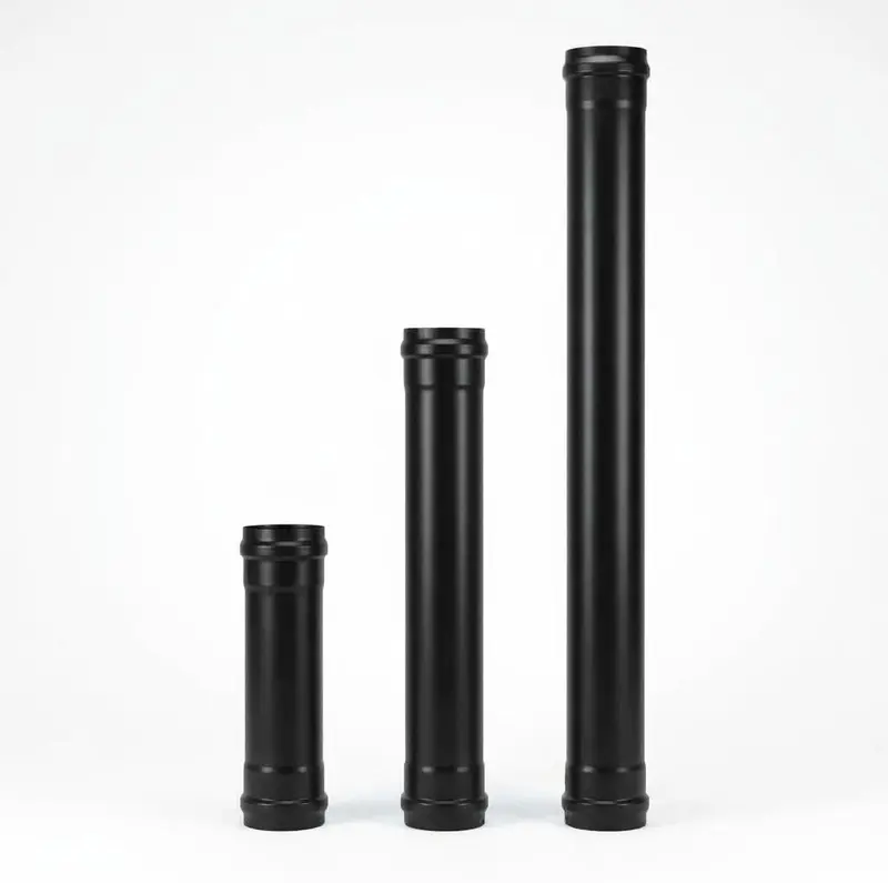 Tubo Stufa a Pellet Acciaio Smaltato Nero Opaco – Ø 80 e 100 mm, 25/50/100 cm – 2 Guarnizioni Incluse