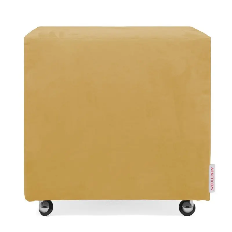 UILLS 42, Pouf Poggiapiedi con Ruote in Microfibra 42x42 h42