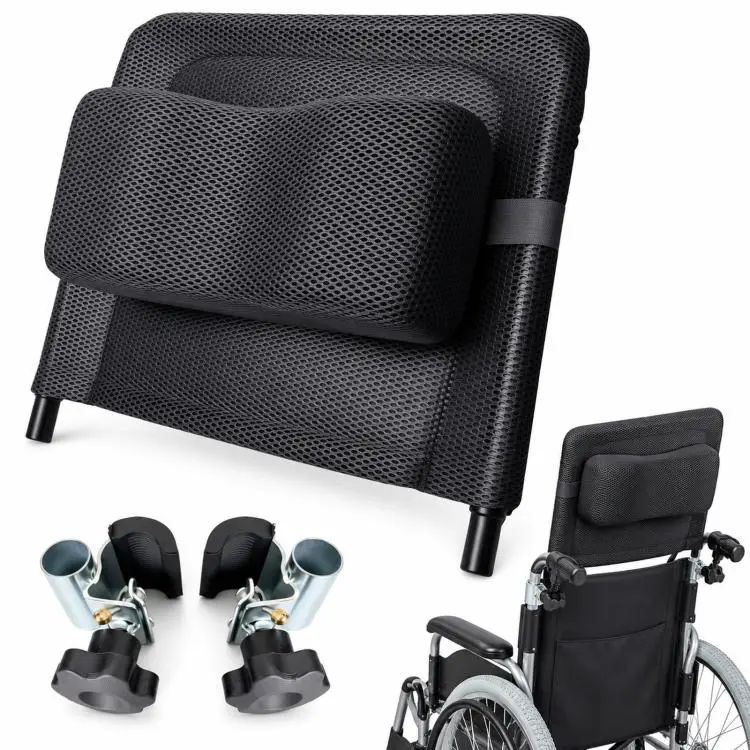 Universal Wheelchair Headrest Attachment Backrest Extension with Metal Mounting Clamps, 39x36cm, 44x37cm