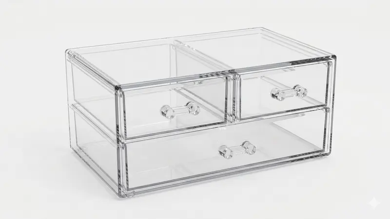 Utilissimi By GICOS Makeup Organizer 23x10x15 cm in Acrilico Cristallino – Espositore 3 Cassetti – Soluzione Beauty Desk Professionale