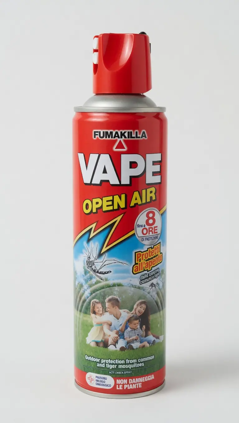 Vape Insetticida Open Air Spray 500ml | Protezione 5 Ore Zanzare Comuni e Tigre | Sicuro su Piante e Fiori