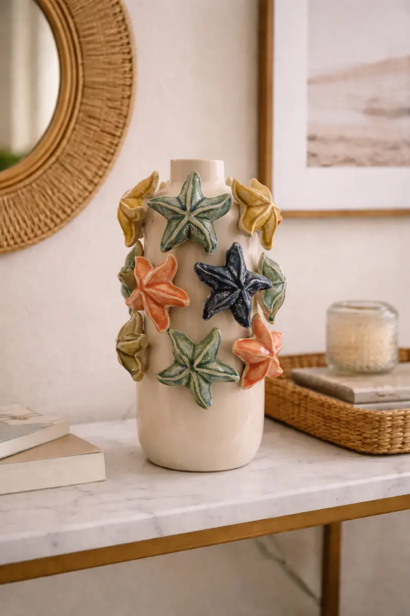 Vasi in Ceramica Stelle Marine e Conchiglie Multicolor – Collezione Mediterranea