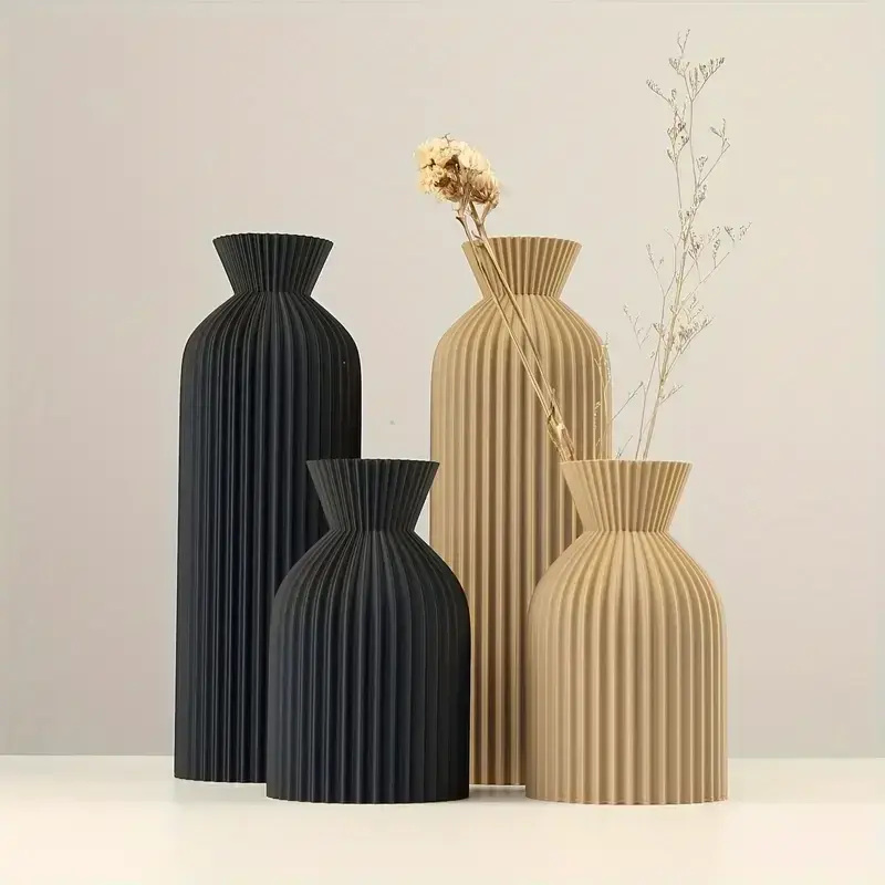 Vaso Decorativo Scanalato Finish Opaco Design Moderno Minimalista