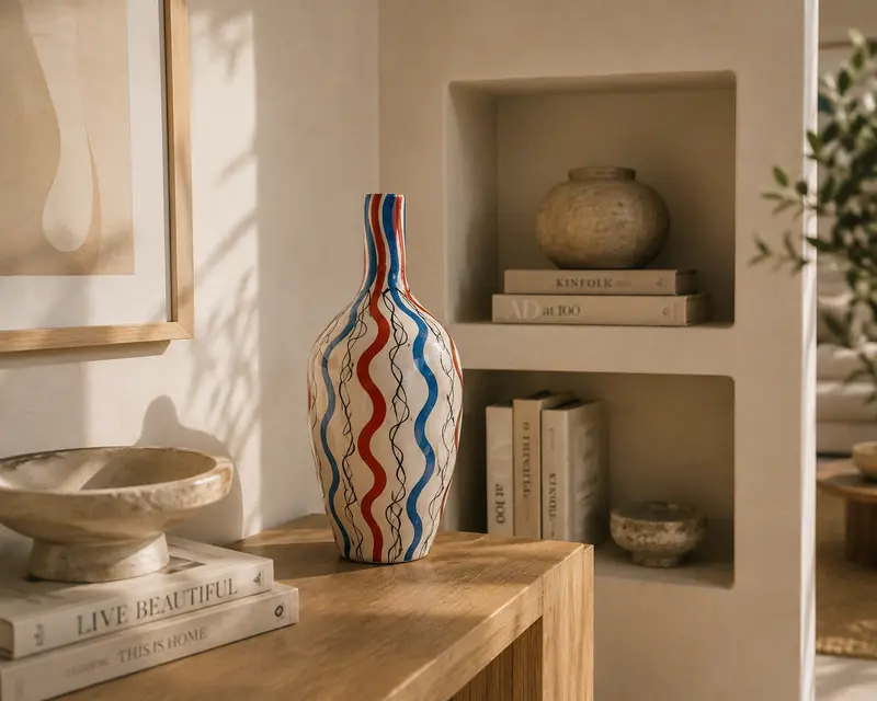 Vaso in ceramica con onde  – design artistico e contemporaneo
