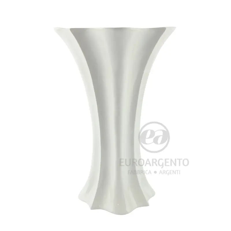 Vaso in Ceramica Stile Moderno - Design a Sassi, Bianco 14.5x12x45 cm