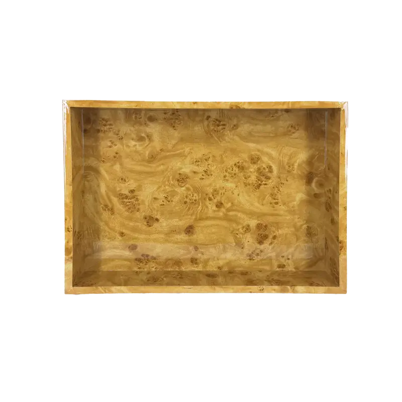 Vassoio decorativo effetto radica di olmo