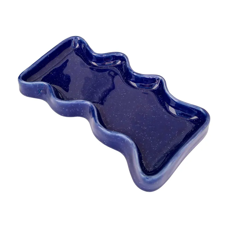 Vassoio wave rettangolare blu screziato