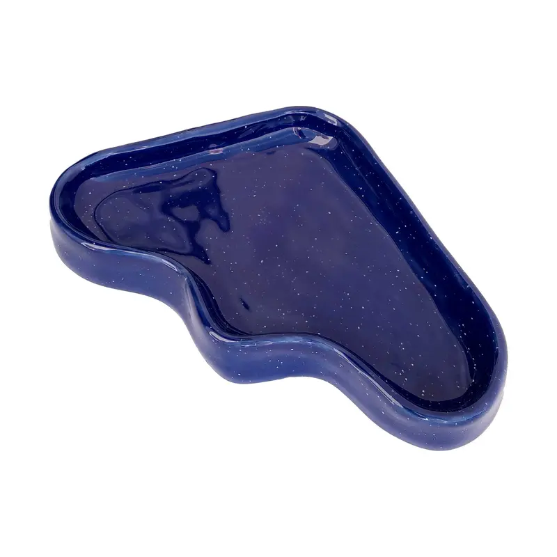 Vassoio wave triangolare blu screziato