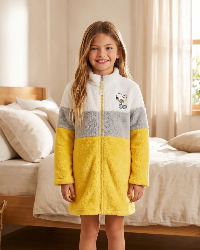 Vestaglia Bambina Peanuts Snoopy Invernale Coral Fleece con Zip Art. 67118