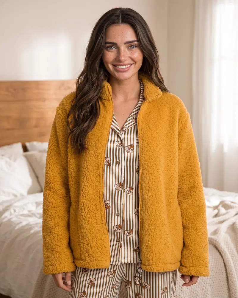 Vestaglia Donna Disney Cip e Ciop in Pile Sherpa con Zip Art. 67366