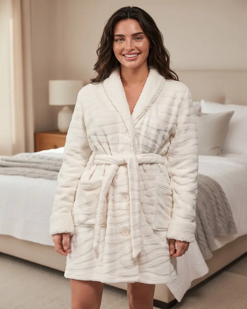 Vestaglia Donna Invernale Gisela in Coral Fleece con Sherpa Art. 20214
