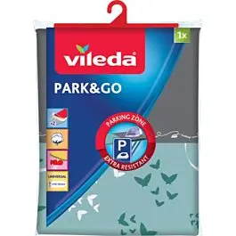 Vileda Park&Go Copriasse da Stiro Universale | Con Zona Parcheggio Anti-Bruciature | Sistema Quick Fix | In Cotone e Spugna Traspirante | 110-130cm