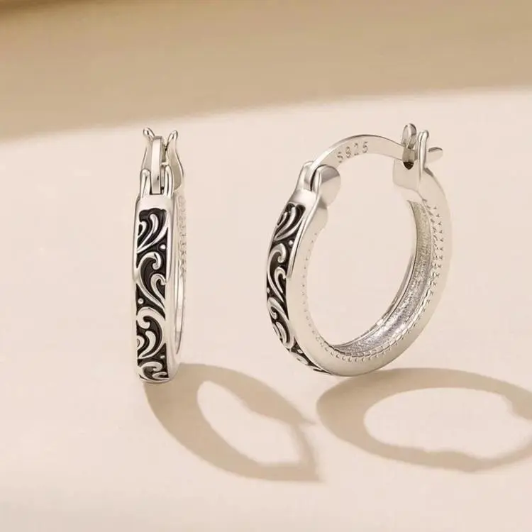 Vintage-style Patterned Brass Earring Backs With Silver Posts, YIE423-A, YIE423-B