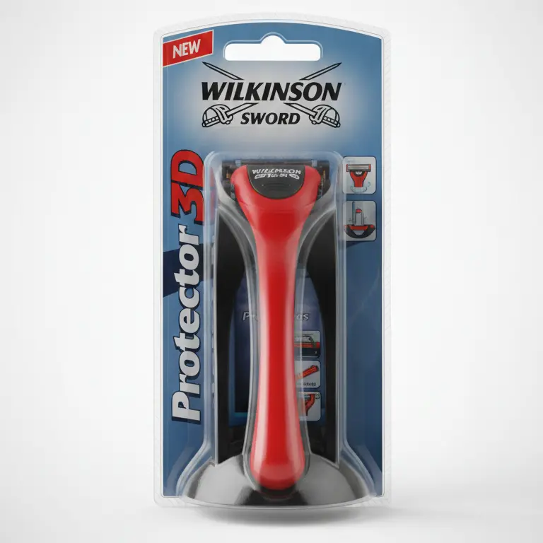 Wilkinson Sword Protector 3D Rasoio Storico Introvabile | Movimento Tridimensionale | Include 2 Lame di Ricambio | Tecnologia Anti-Taglio con Griglia di Protezione