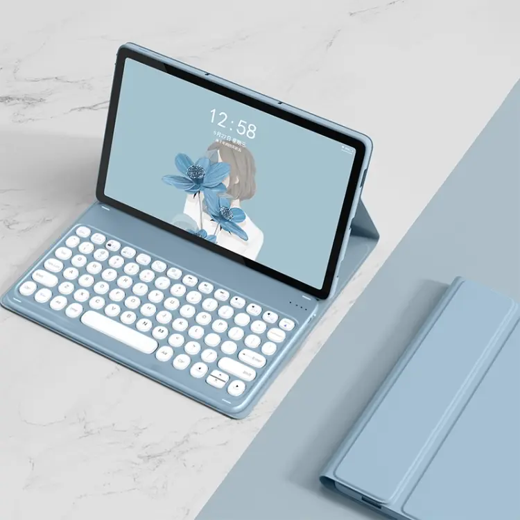 YM-LX106 Custodia in pelle con tastiera staccabile per tablet Bluetooth con chiave rotonda senza mouse, YM-LX106 without Mouse
