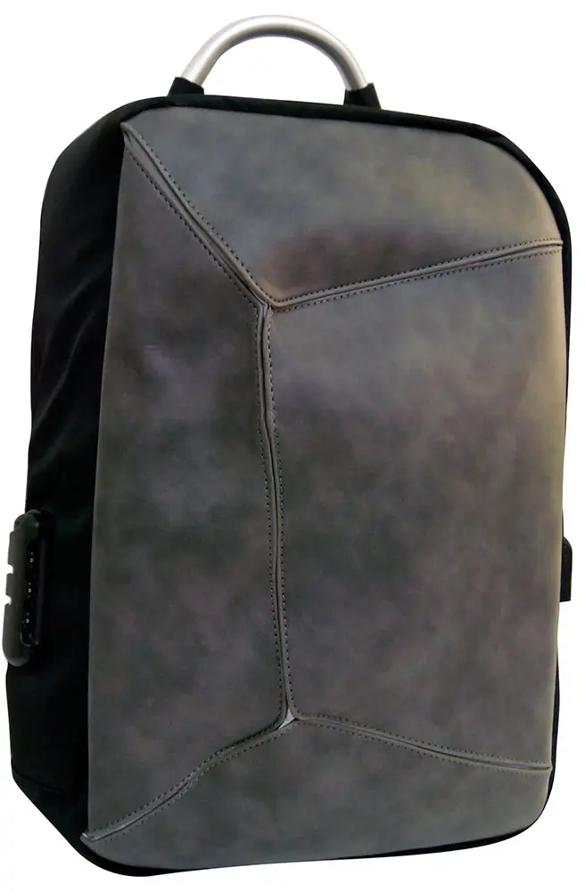 Zaino multifunzione antifurto imbottito con combinazione USB grigio-nero